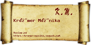 Krámer Mónika névjegykártya