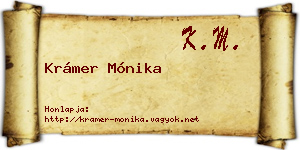 Krámer Mónika névjegykártya